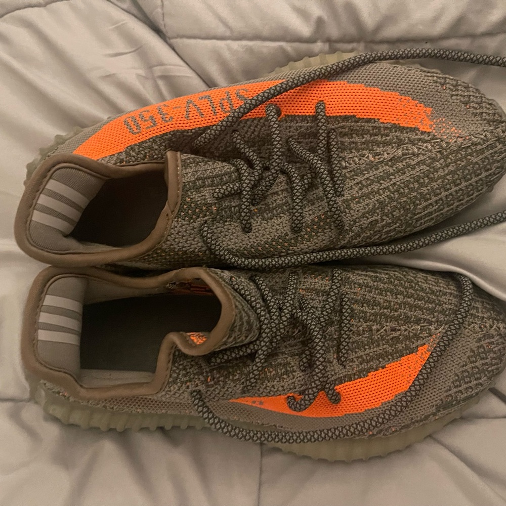 Faux grey and orange Yeezys size 8.5 mens 10 womens.